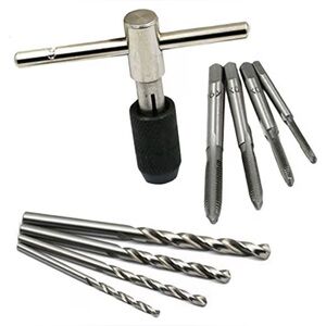 9 PCS HSS T-Handle Wrench + Threading Tap M3/M4/M5/M6 Taps + Twist Drill Bits
